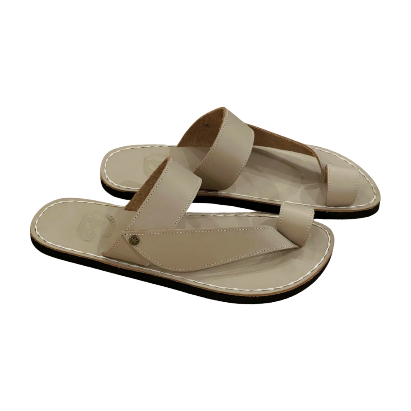 Beige Toe Strap - Men Leather Sandals
