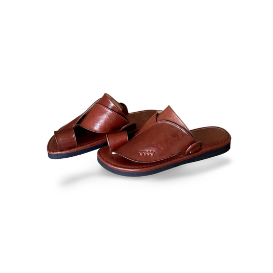 Brown Goat Leather Saudi Style Shoes - MEN