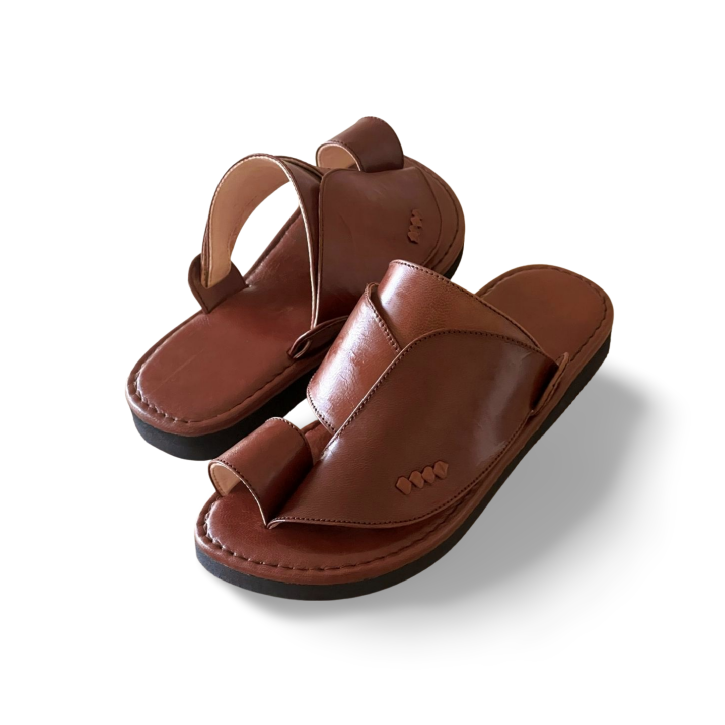 Brown Goat Leather Saudi Style Shoes - MEN