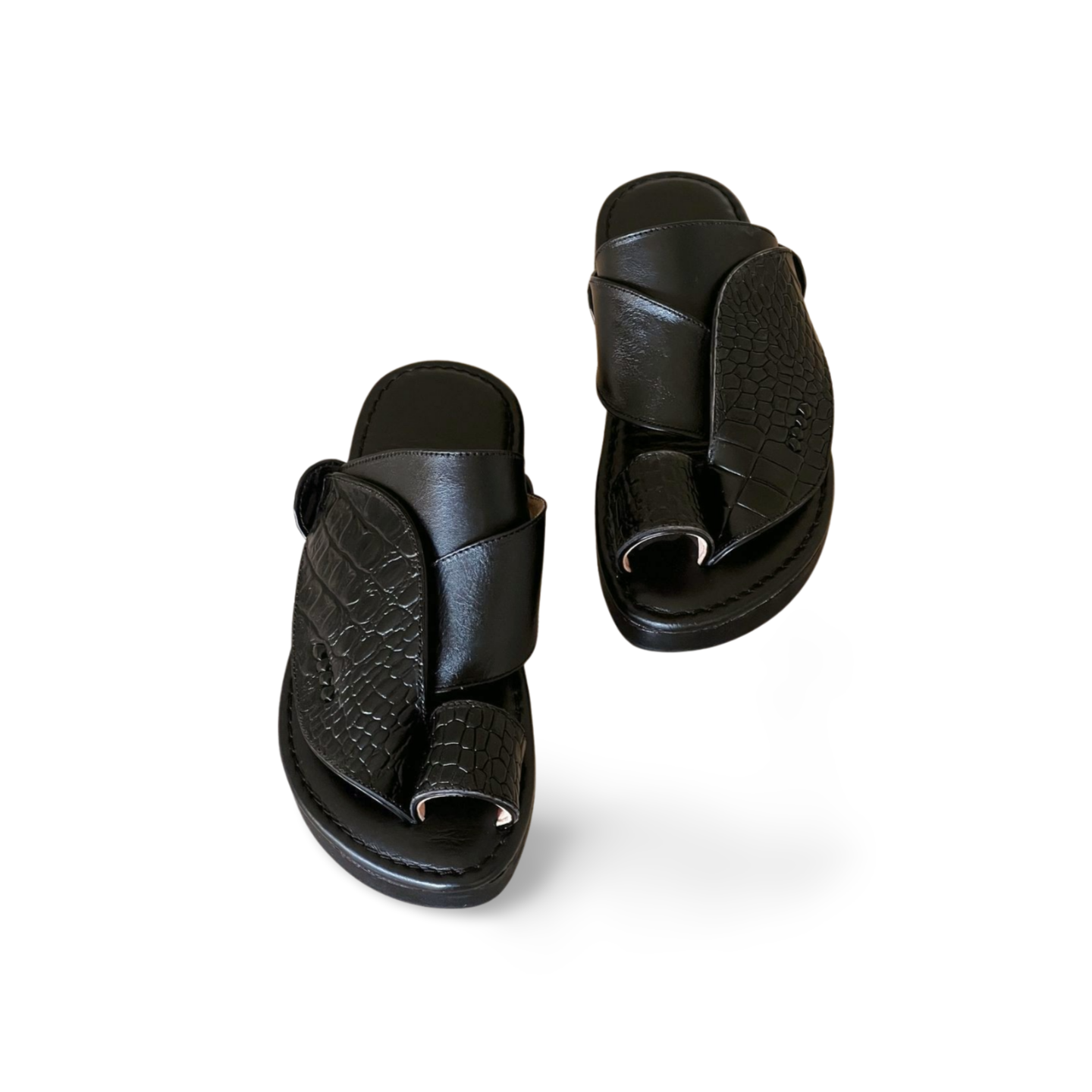 Black Crocodile Leather Saudi Style Shoes - MEN