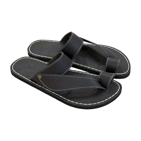 Black Toe Strap - Women Leather Sandals