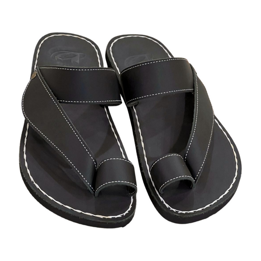 Black Toe Strap - Women Leather Sandals