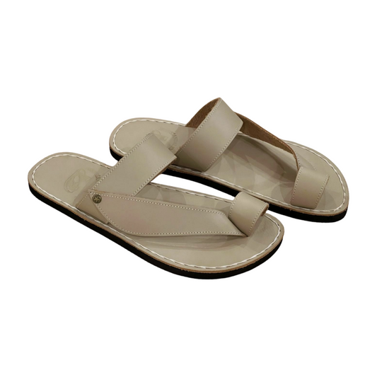 Beige Toe Strap - Men Leather Sandals