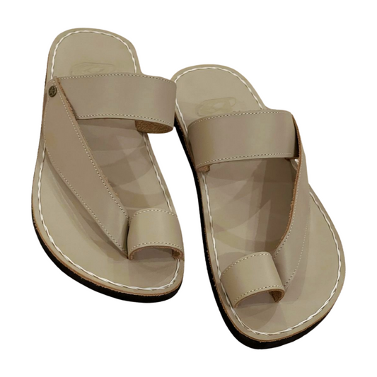 Beige Toe Strap - Men Leather Sandals