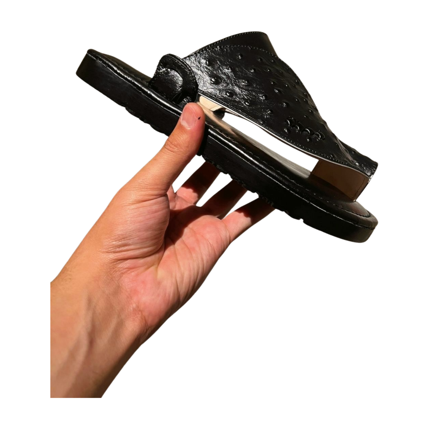 Black Ostritch - Men Leather Sandals