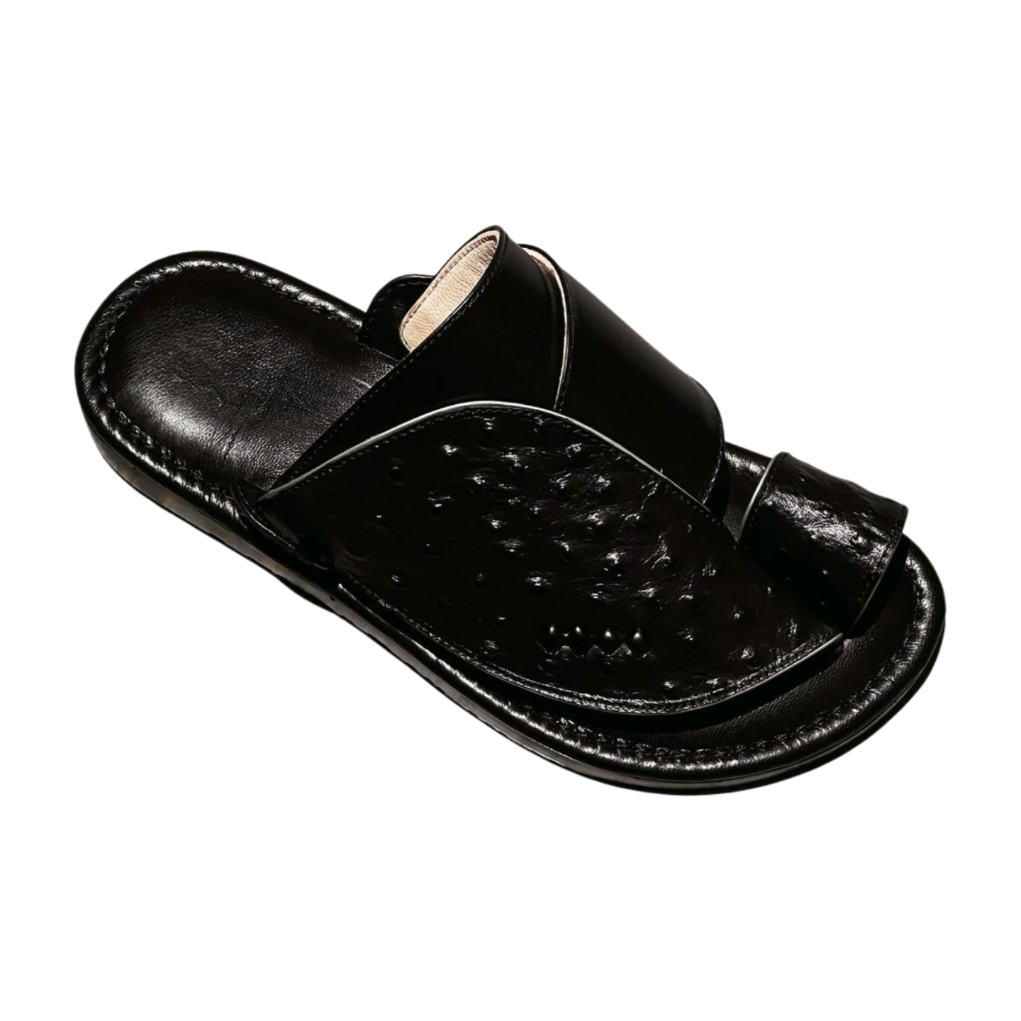 Black Ostritch - Men Leather Sandals