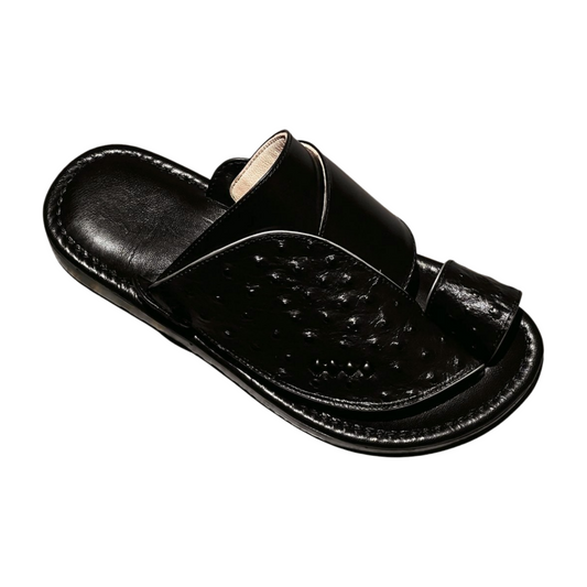 Black Ostritch - Men Leather Sandals