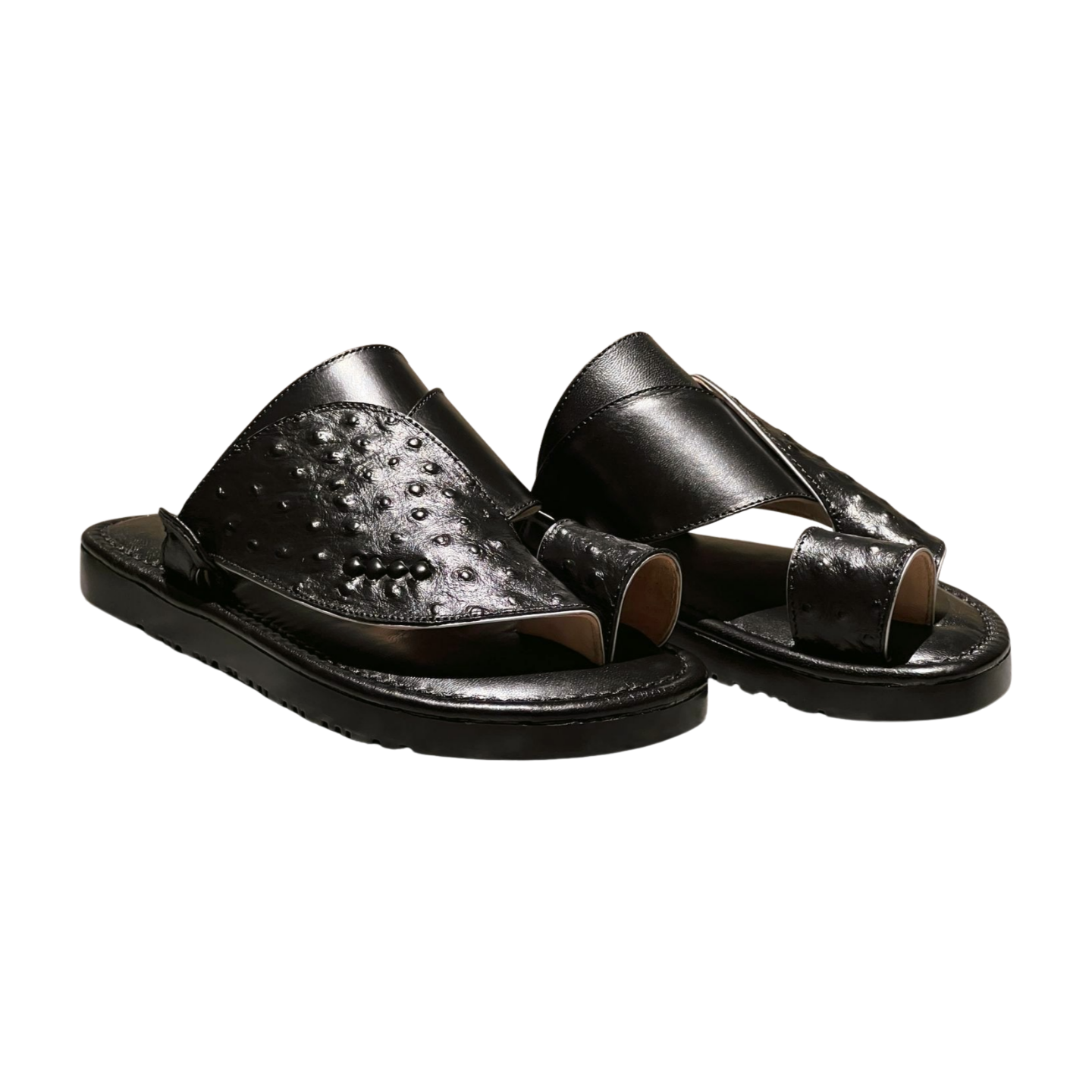 Black Ostritch - Men Leather Sandals