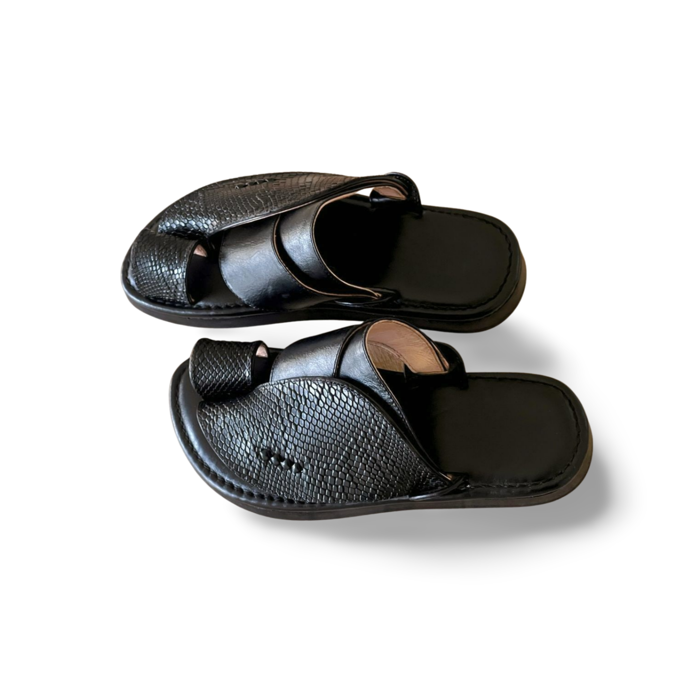 Black Snake Leather Saudi Style Shoes - MEN