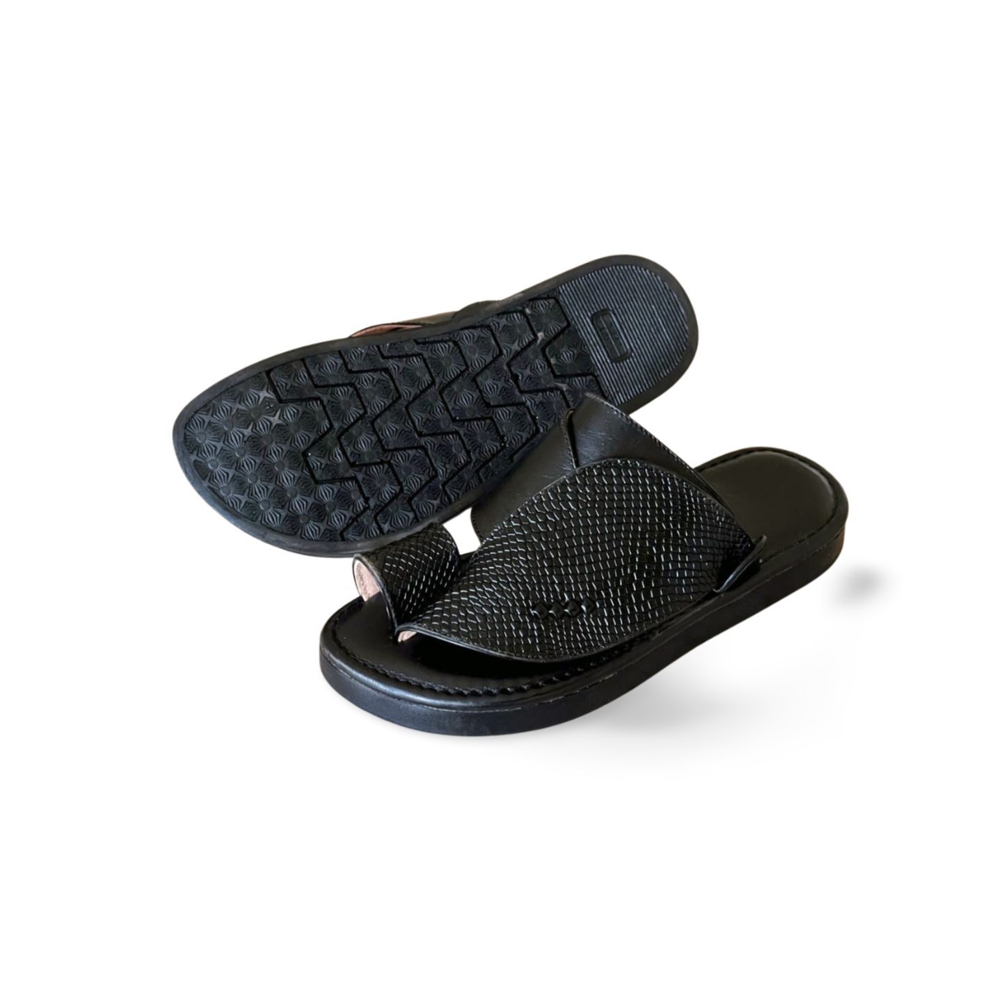 Black Snake Leather Saudi Style Shoes - MEN