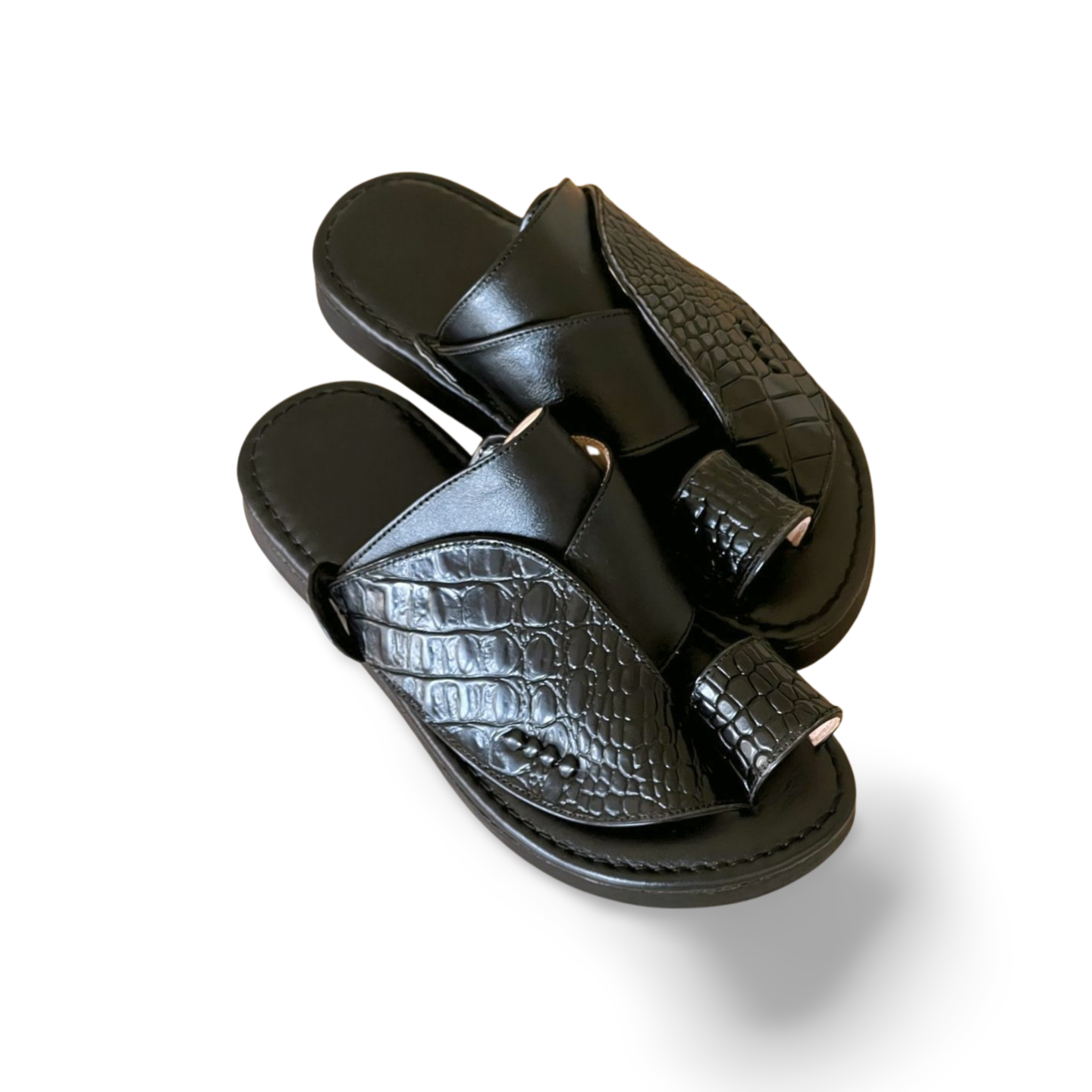 Black Crocodile Leather Saudi Style Shoes - MEN