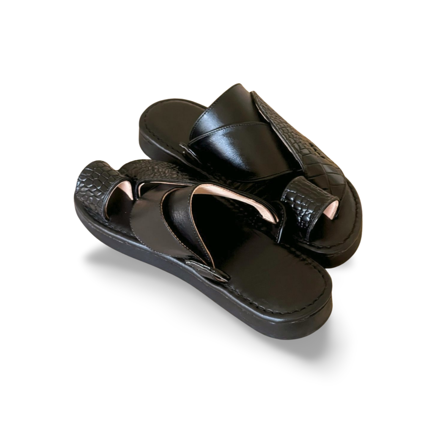 Black Crocodile Leather Saudi Style Shoes - MEN